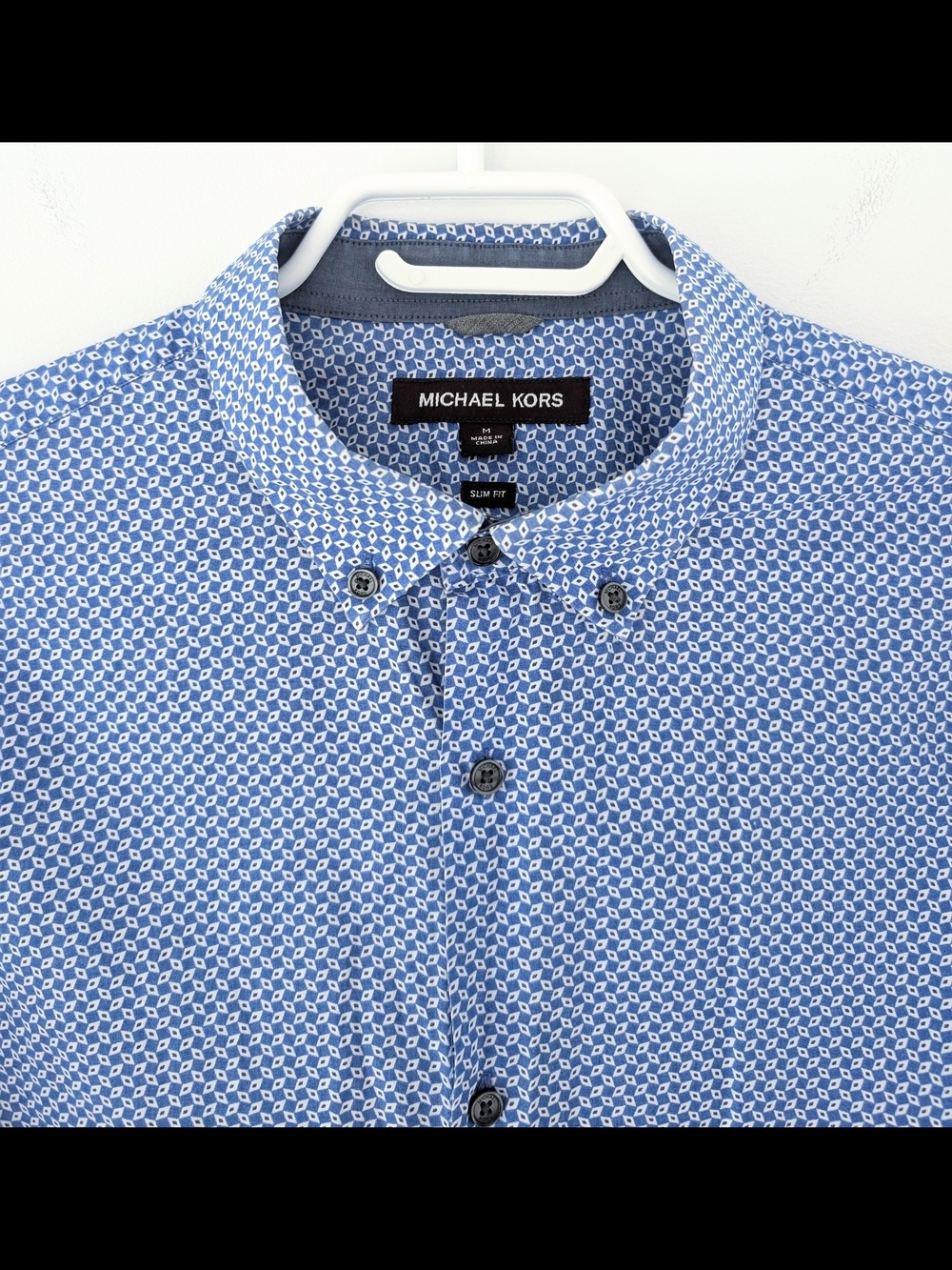 Michael Kors Slim Fit Geometric Print Button-Up Shirt Modern Smart Casual ~ Sz M - Picture 3 of 11
